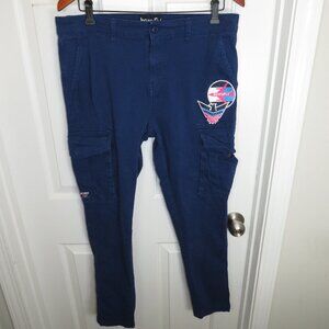 Born Fly Cargo Twill Pants Patches Jetsetters Fly High Club Vivid Blue 34x30